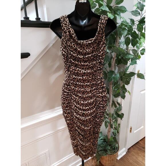 Majorelle Tabitha Womens Black Brown Animal Print Sleeveless Midi Dress Medium - Picture 6 of 12